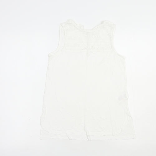 Peacocks Womens White  Viscose Basic Tank Size 8 Crew Neck