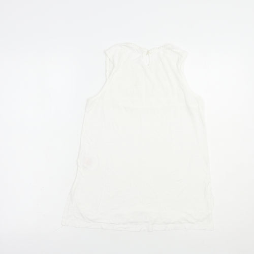 Peacocks Womens White  Viscose Basic Tank Size 8 Crew Neck