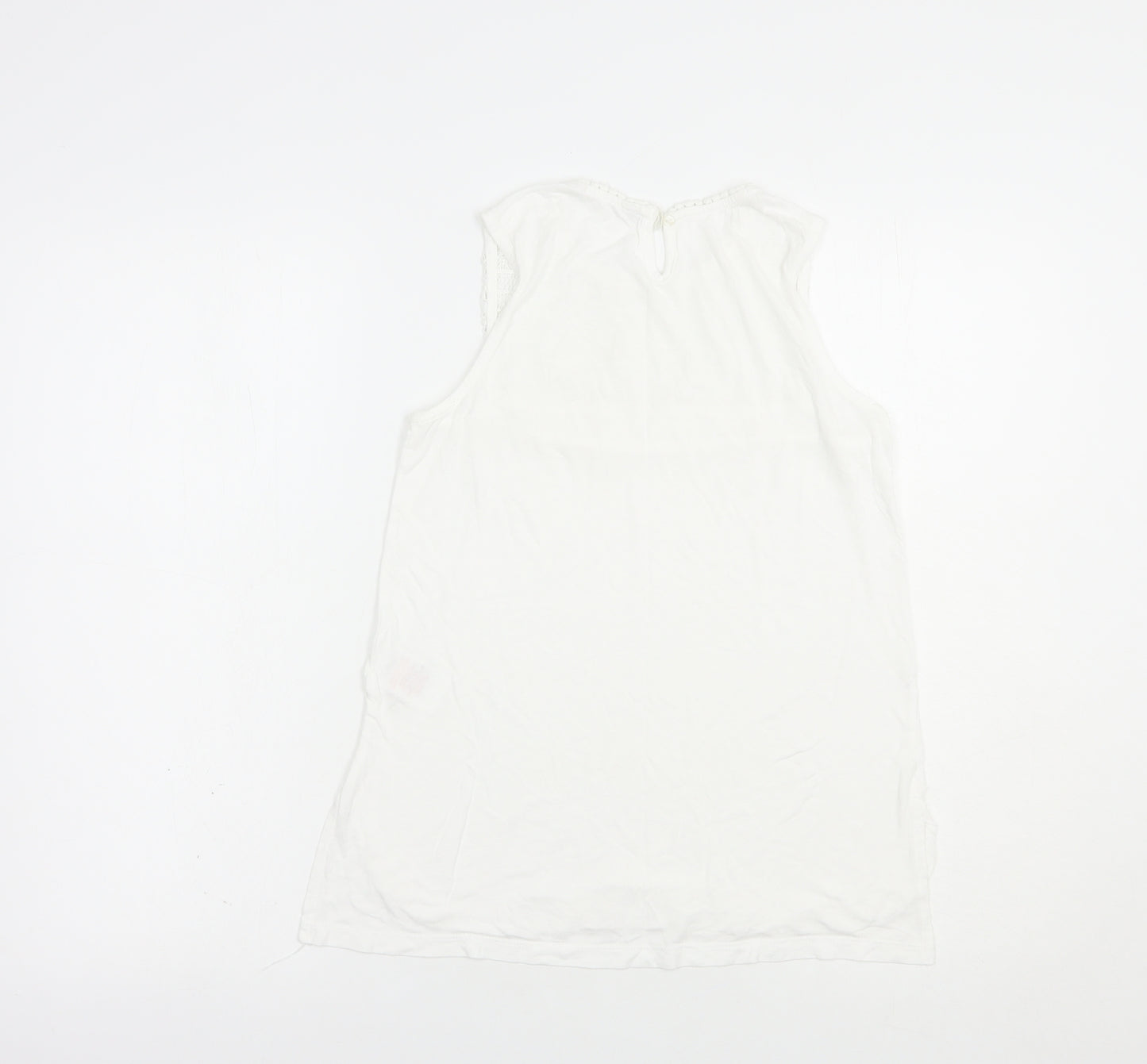 Peacocks Womens White  Viscose Basic Tank Size 8 Crew Neck