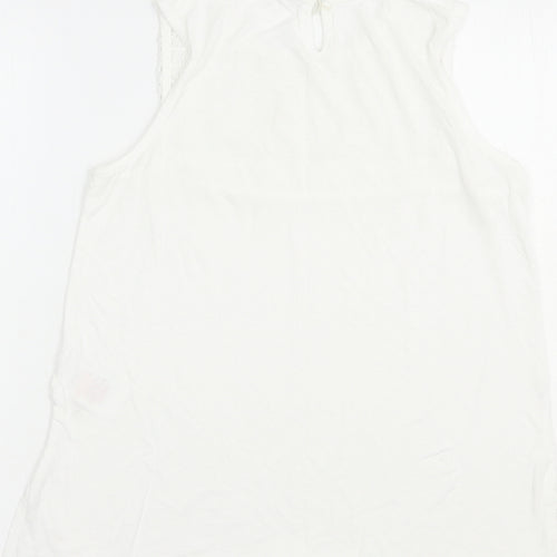 Peacocks Womens White  Viscose Basic Tank Size 8 Crew Neck