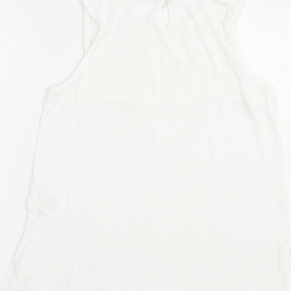 Peacocks Womens White  Viscose Basic Tank Size 8 Crew Neck