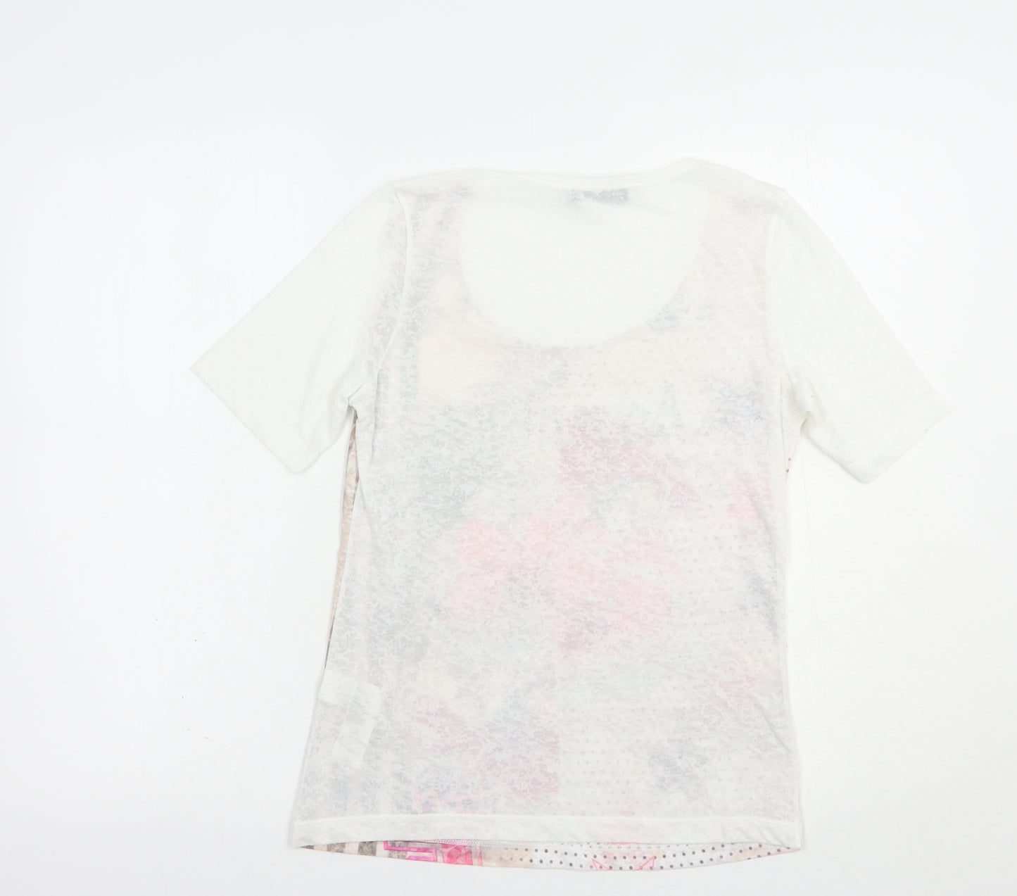 APANAGE Womens White  Polyester Basic T-Shirt Size 10 Scoop Neck