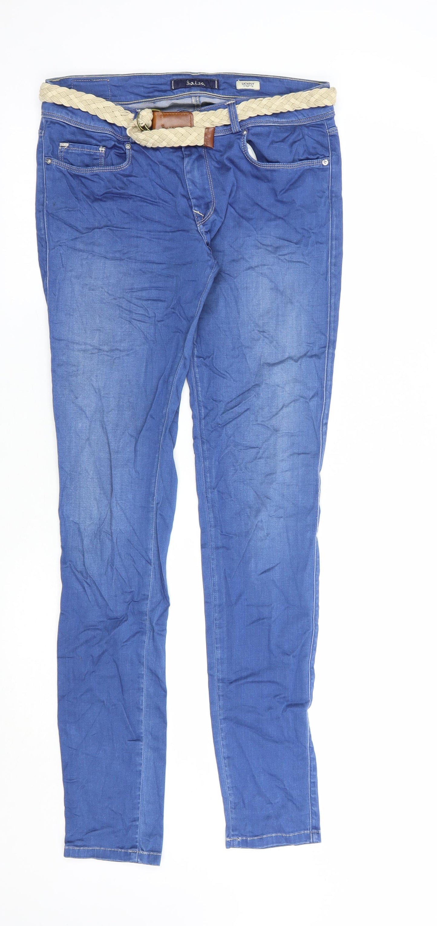 Salsa Womens Blue  Cotton Skinny Jeans Size 10 L32 in Regular Button