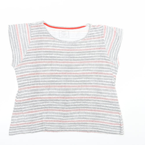 Pep & Co Womens White Striped Cotton Basic T-Shirt Size 20 Boat Neck