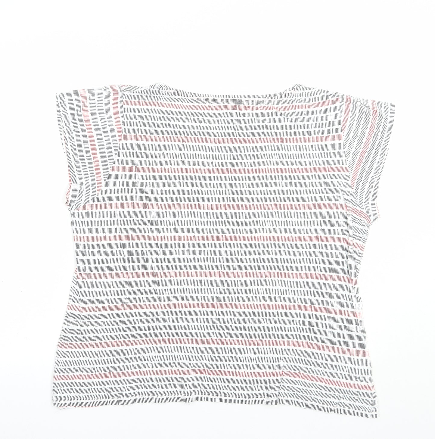 Pep & Co Womens White Striped Cotton Basic T-Shirt Size 20 Boat Neck