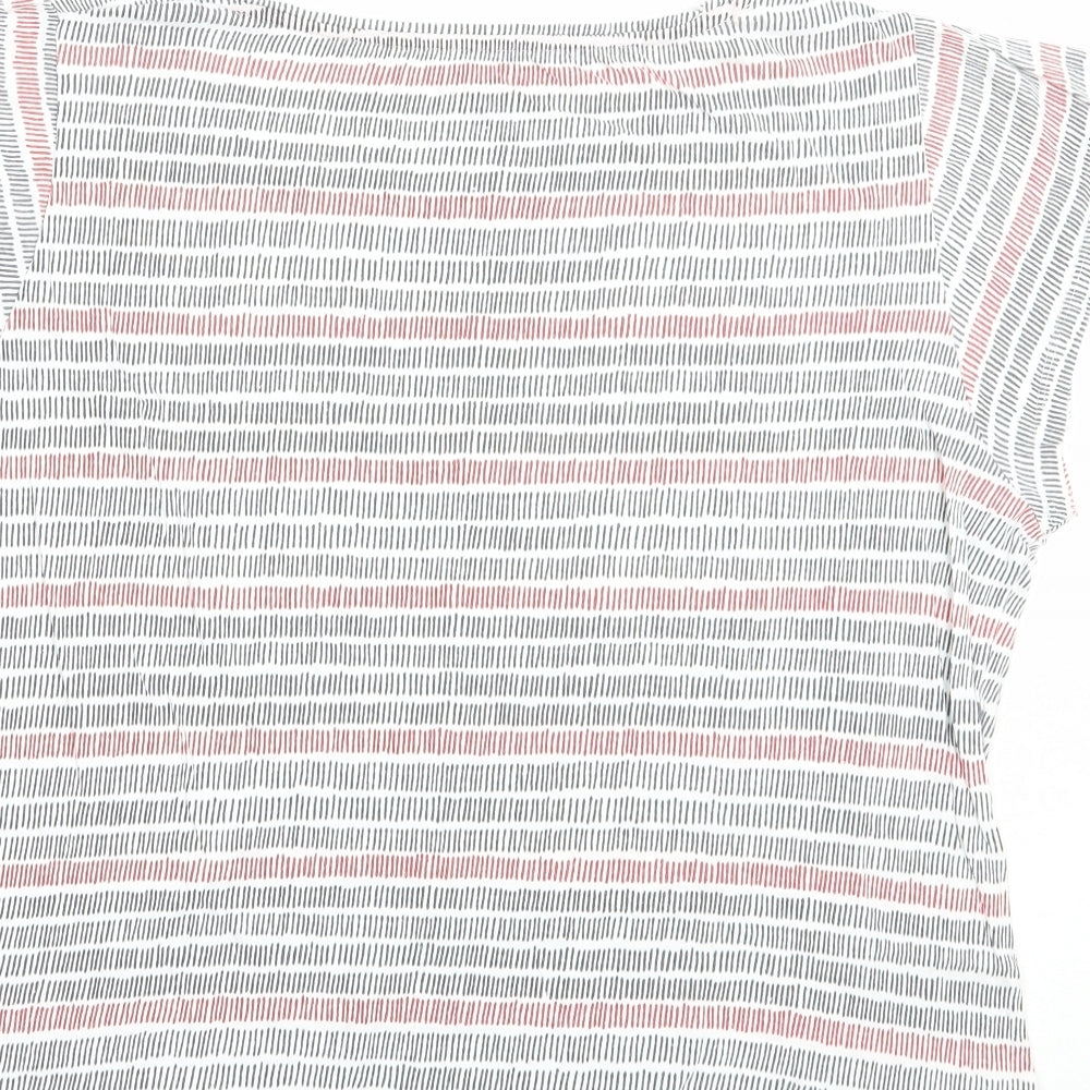 Pep & Co Womens White Striped Cotton Basic T-Shirt Size 20 Boat Neck