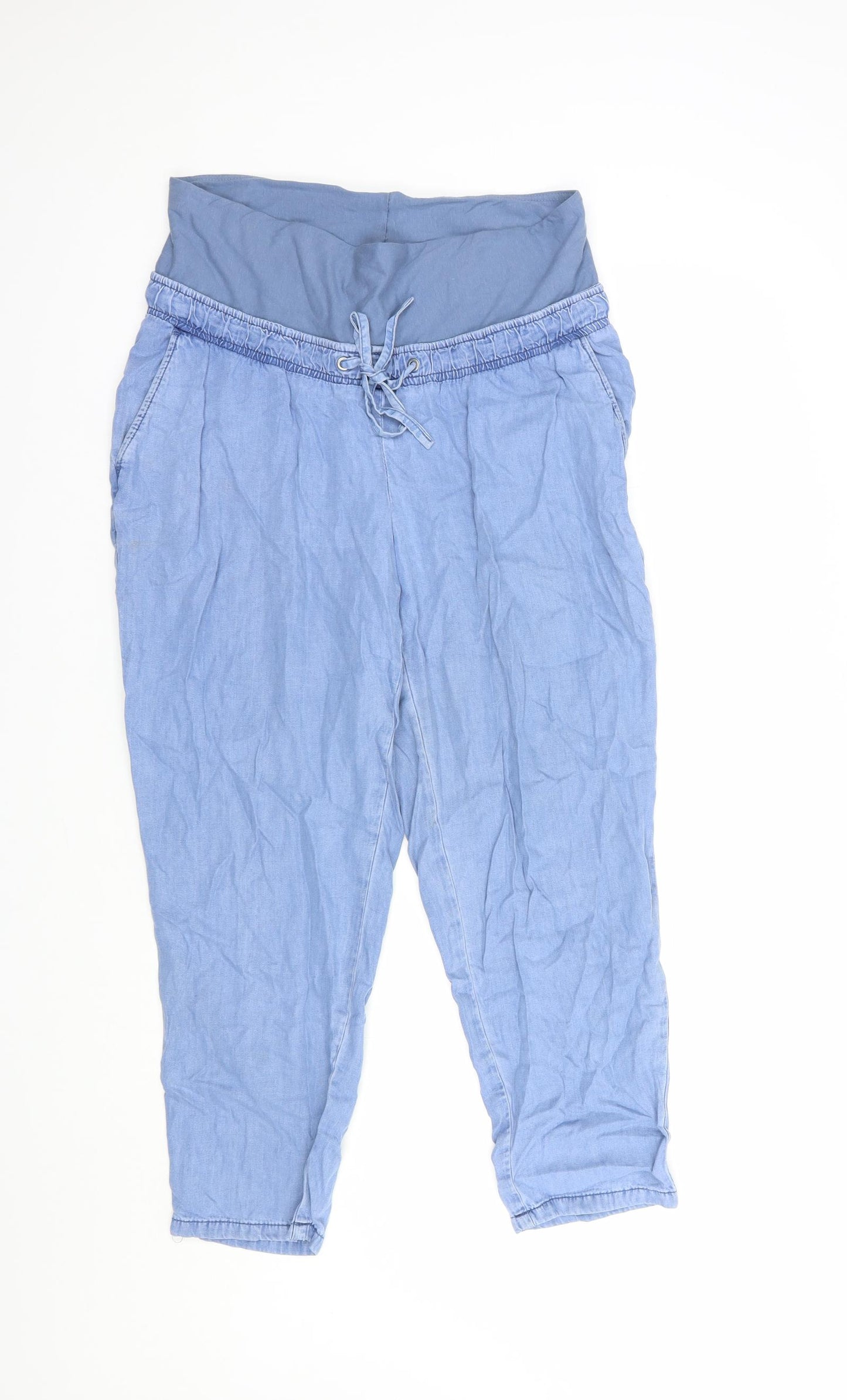 H&M Womens Blue  Lyocell Jogger Trousers Size M L29 in Regular Drawstring - Maternity