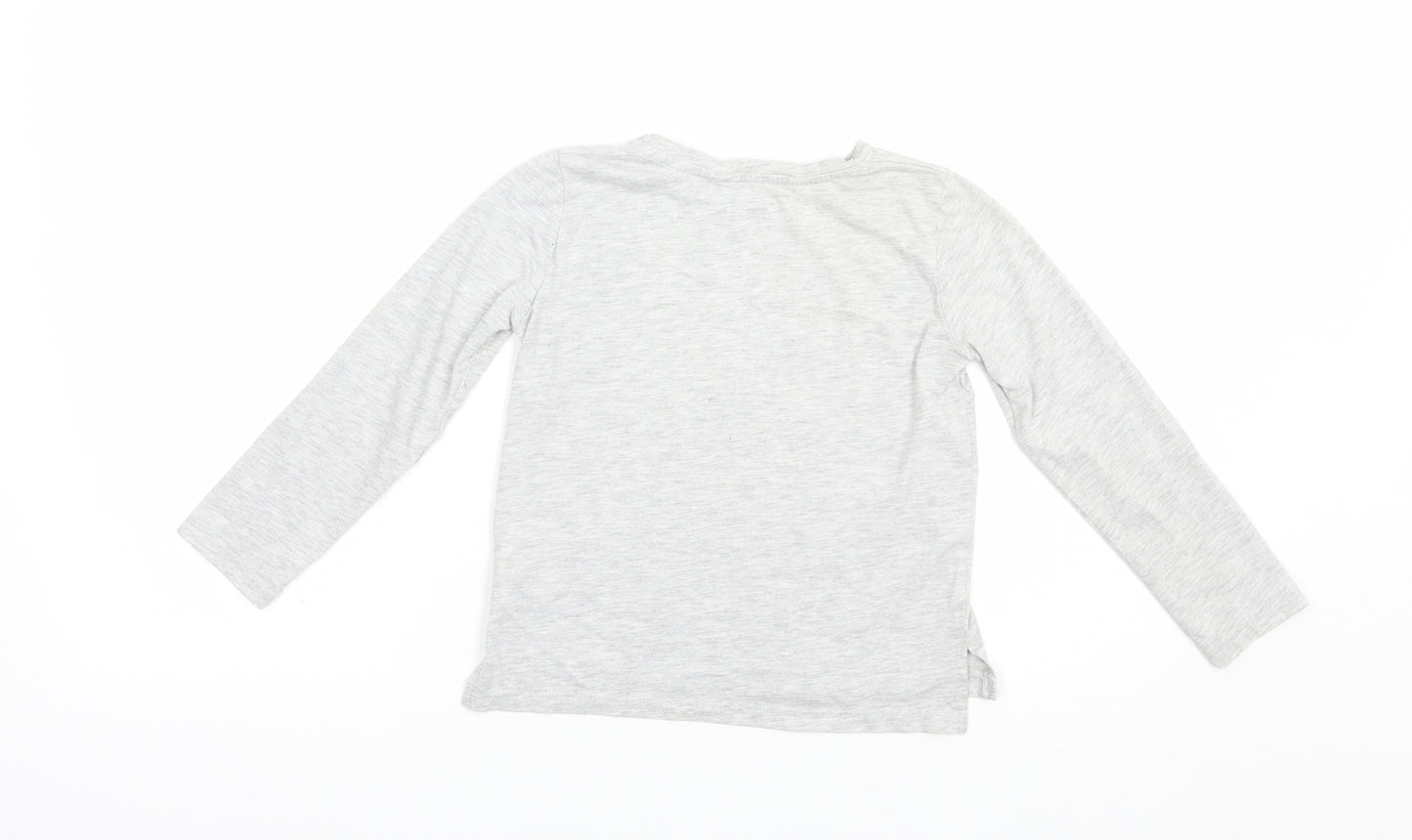 H&M Girls Grey  Polyester Basic T-Shirt Size 4-5 Years Crew Neck Pullover - Floss Mode