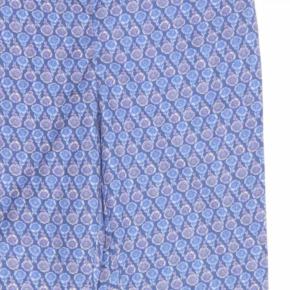 NEXT Womens Blue Floral Cotton Trousers  Size 16 L27 in Regular Zip