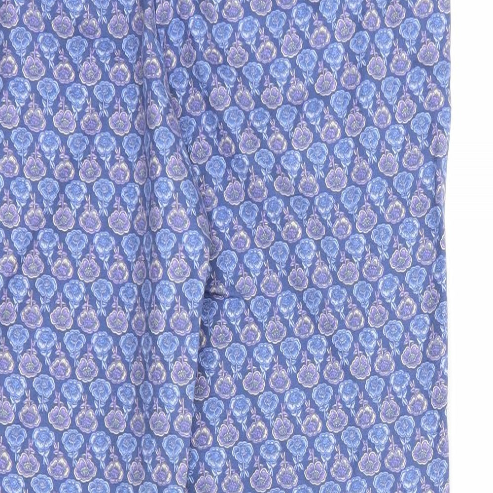 NEXT Womens Blue Floral Cotton Trousers  Size 16 L27 in Regular Zip