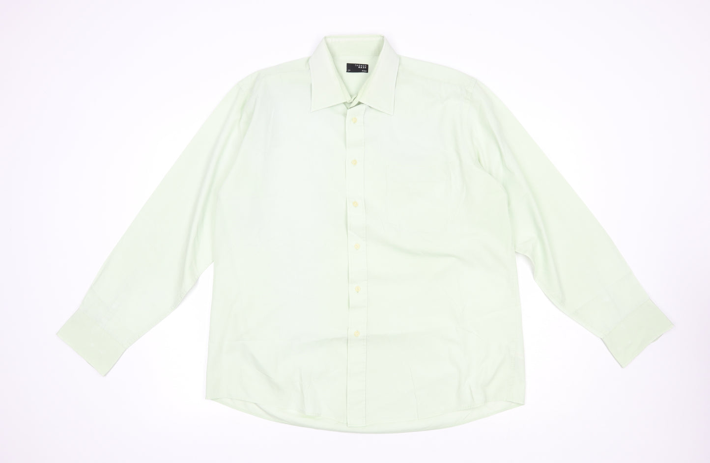 Thomas Nash Mens Green  Polyester  Dress Shirt Size 17 Collared Button