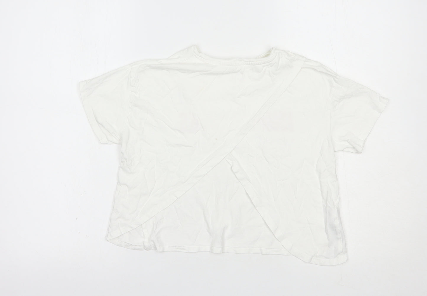 Mango Girls White  Cotton Basic T-Shirt Size 11-12 Years Crew Neck Pullover - Jumping Jacks