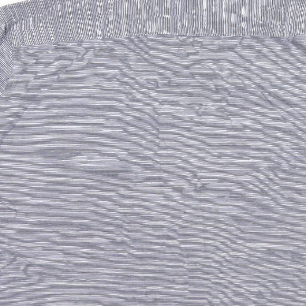 F&F Mens Blue Striped Cotton  Button-Up Size XL Collared Button