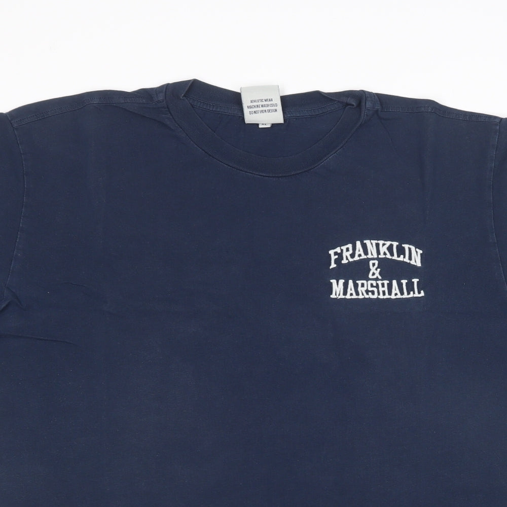 Franklin Marshall Mens Blue  Cotton  T-Shirt Size XL Crew Neck