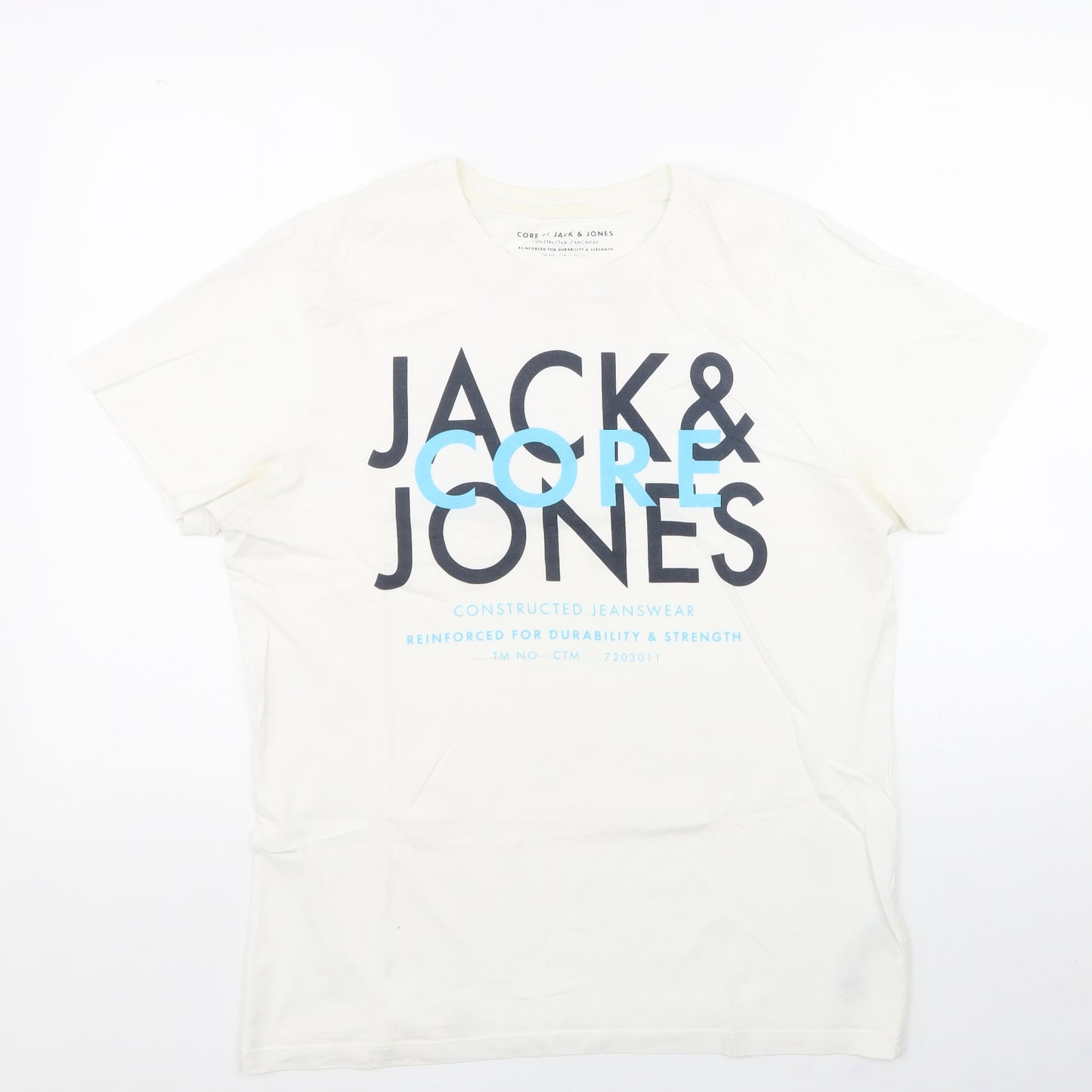 JACK & JONES Mens White  Cotton  T-Shirt Size M Crew Neck