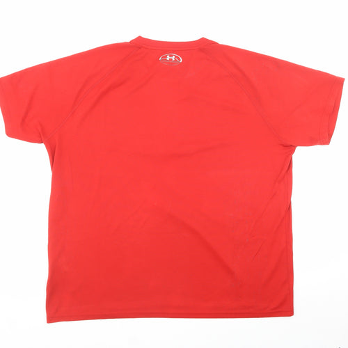 Under armour Mens Red  Polyester  T-Shirt Size XL Crew Neck  - loose fit