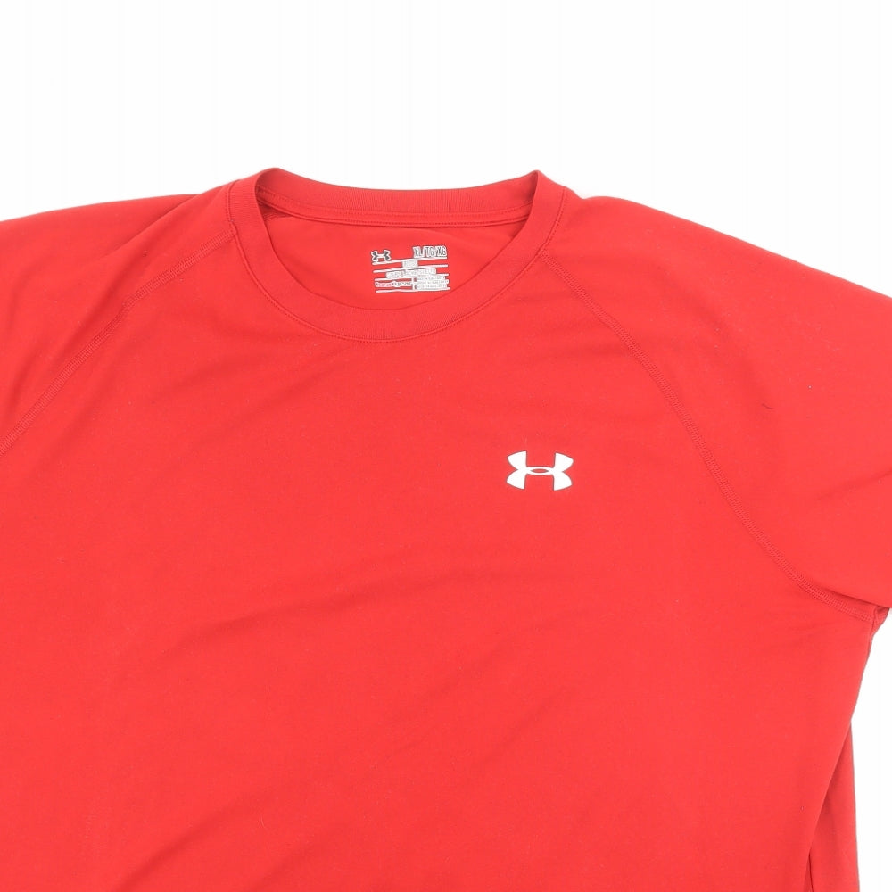 Under armour Mens Red  Polyester  T-Shirt Size XL Crew Neck  - loose fit