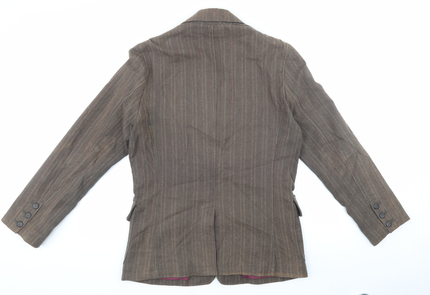 H&M Womens Brown Plaid  Jacket Blazer Size M