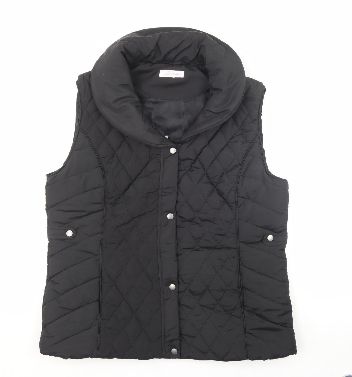 Jane Austin Womens Black Houndstooth  Gilet Coat Size 50  Buckle
