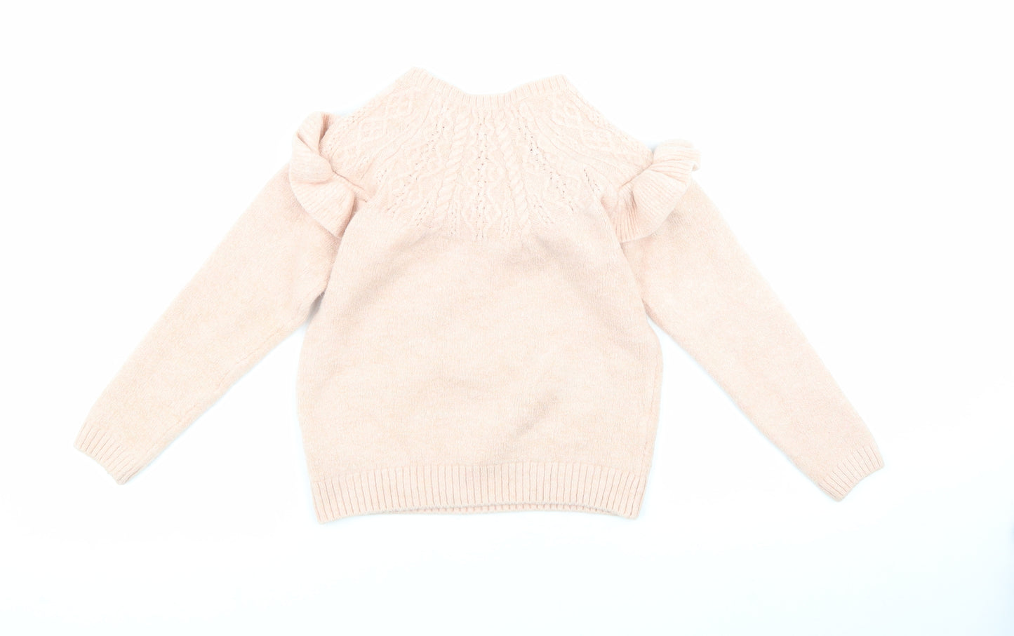 George Girls Pink Crew Neck Houndstooth Acrylic Henley Jumper Size 10-11 Years