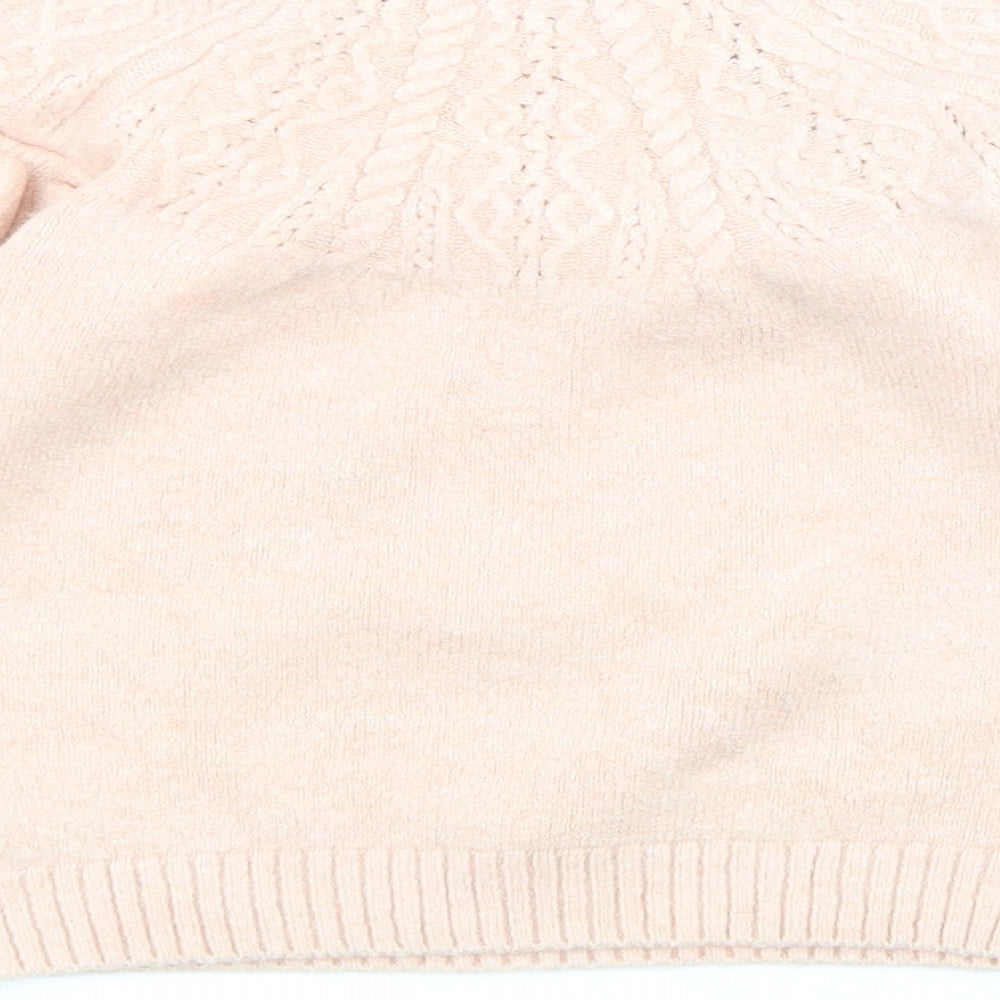 George Girls Pink Crew Neck Houndstooth Acrylic Henley Jumper Size 10-11 Years