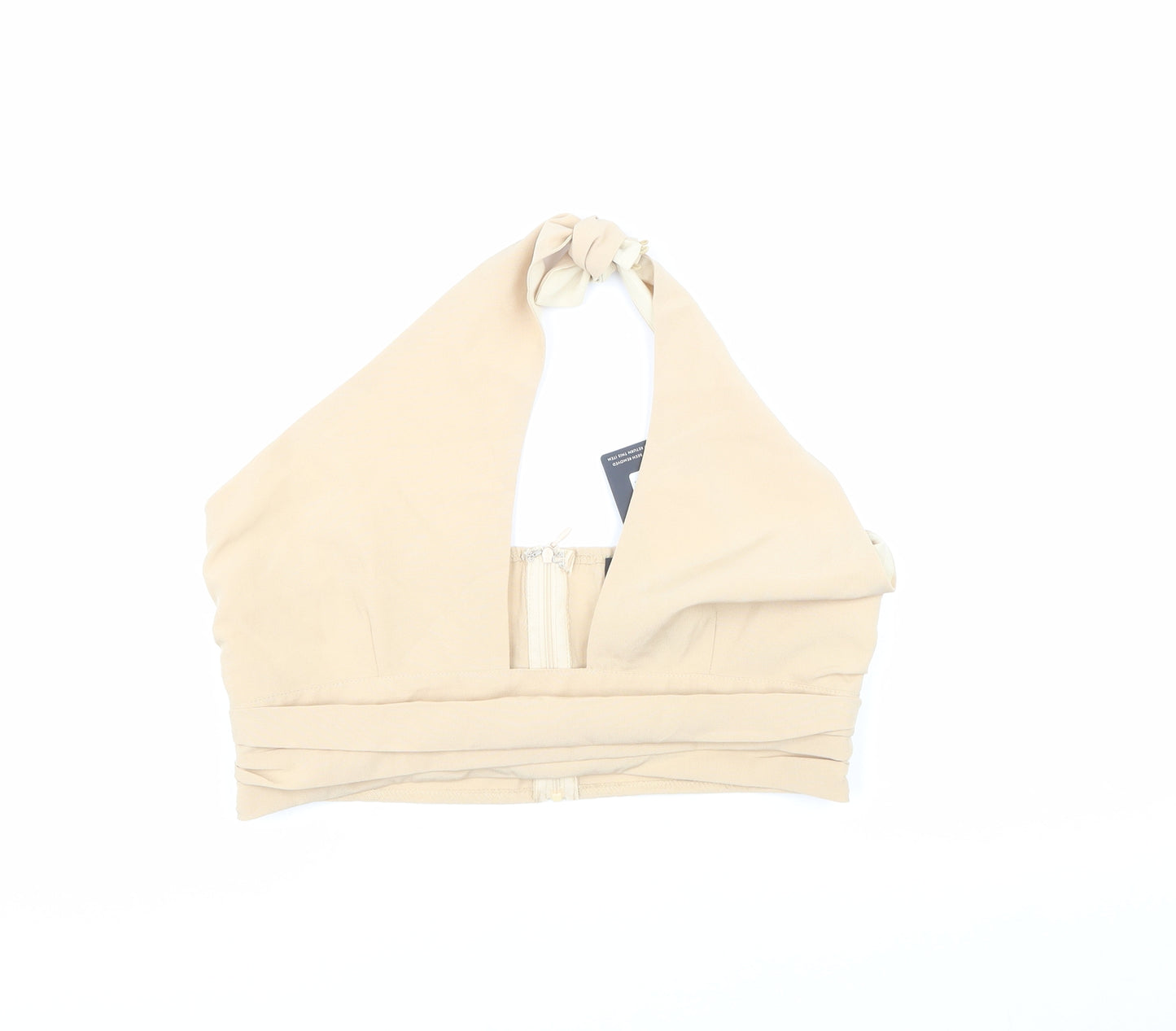 PRETTYLITTLETHING Womens Beige  Polyester Jersey Tank Size 12 Halter