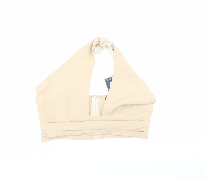 PRETTYLITTLETHING Womens Beige  Polyester Jersey Tank Size 12 Halter