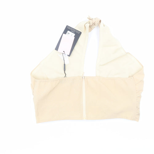 PRETTYLITTLETHING Womens Beige  Polyester Jersey Tank Size 12 Halter
