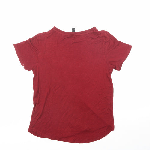 Divided by H&M Womens Red  Viscose Jersey T-Shirt Size XS Crew Neck