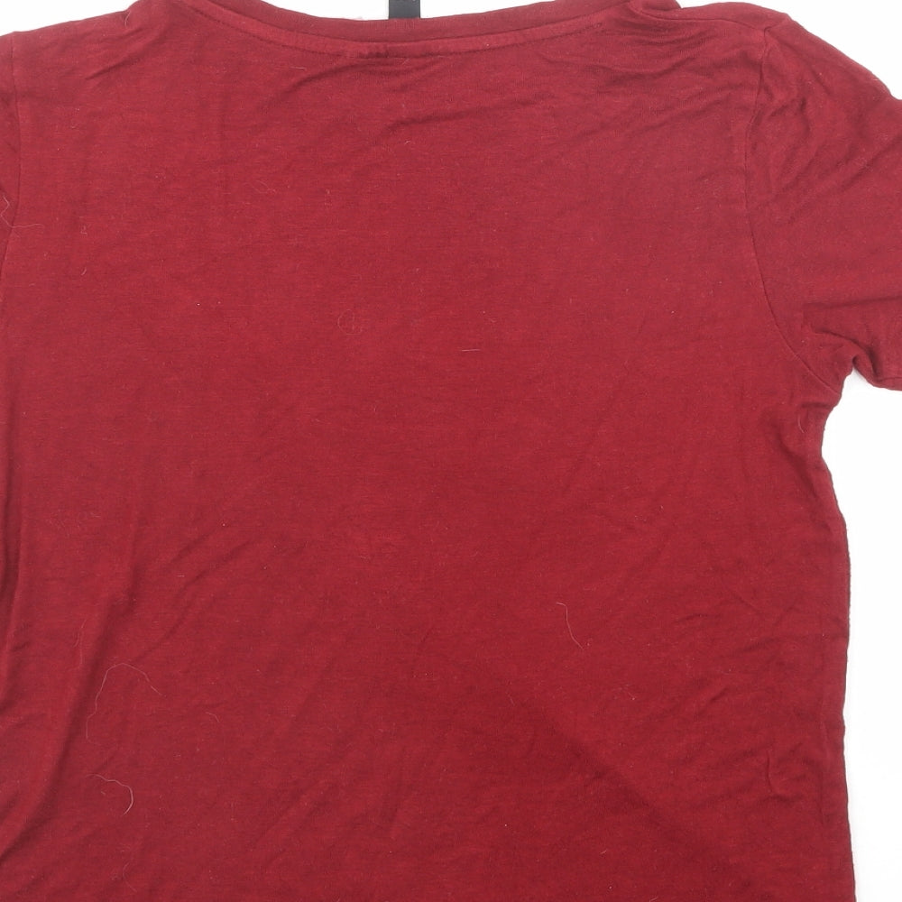 Divided by H&M Womens Red  Viscose Jersey T-Shirt Size XS Crew Neck
