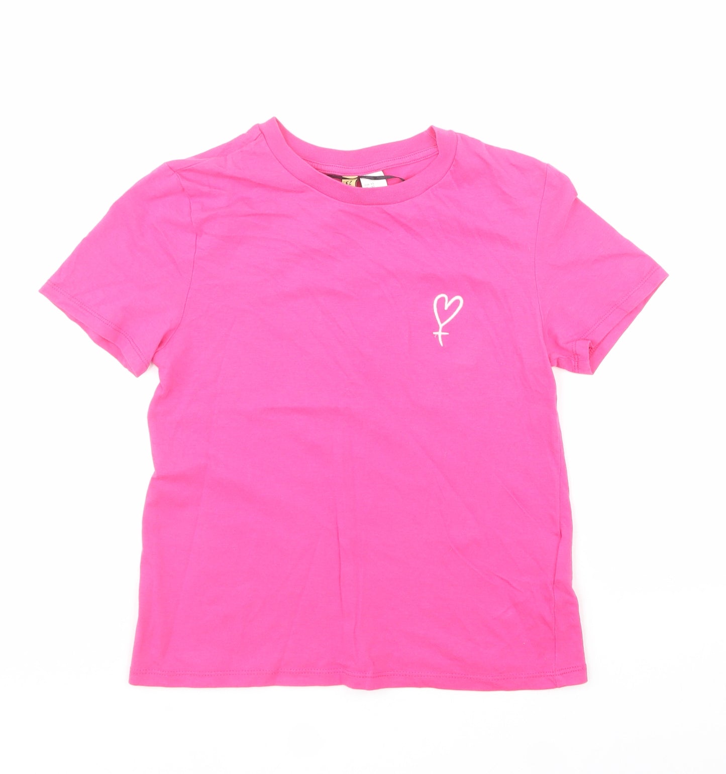 Divided by H&M Womens Pink  100% Cotton Cropped Polo Size XS Crew Neck