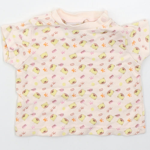 Rockababy Girls Pink  Cotton Basic T-Shirt Size 3-6 Months Crew Neck Pullover - Bear Mess