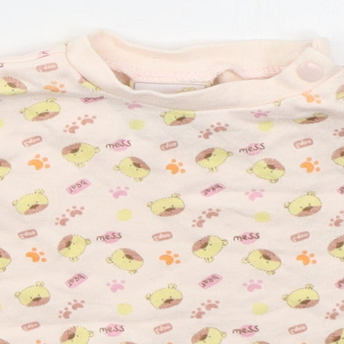 Rockababy Girls Pink  Cotton Basic T-Shirt Size 3-6 Months Crew Neck Pullover - Bear Mess
