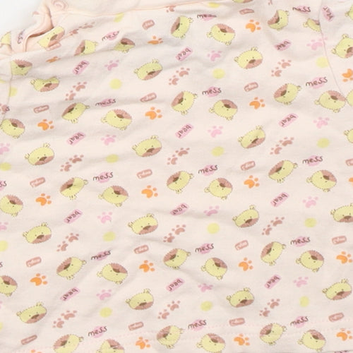 Rockababy Girls Pink  Cotton Basic T-Shirt Size 3-6 Months Crew Neck Pullover - Bear Mess
