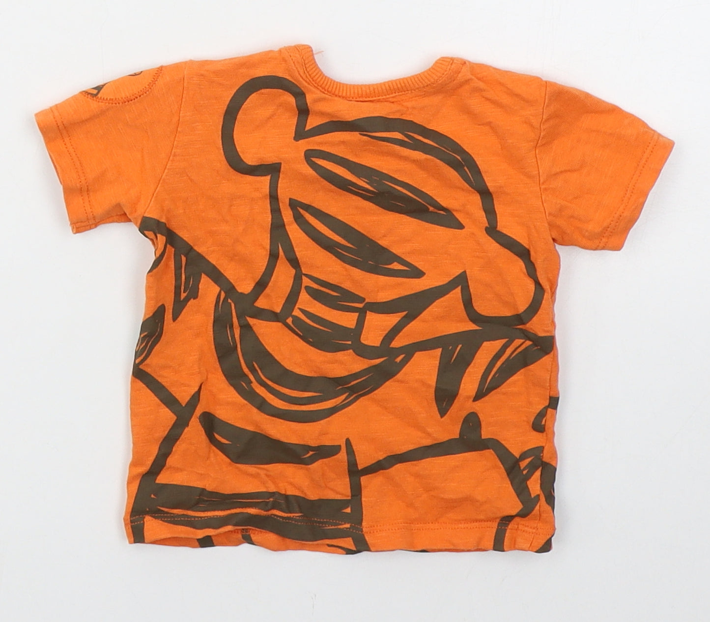 George Boys Orange  Cotton Basic T-Shirt Size 3-6 Months Crew Neck Pullover - Tigger