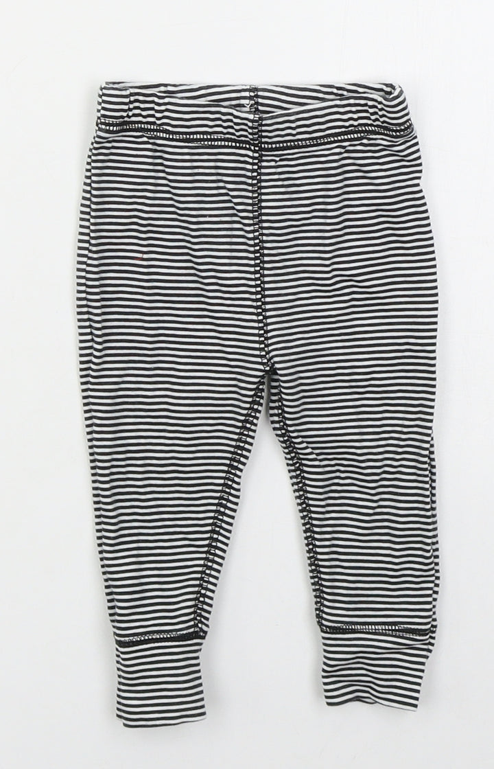 Gerber Girls Black Striped Cotton Capri Leggings Size 6-9 Months