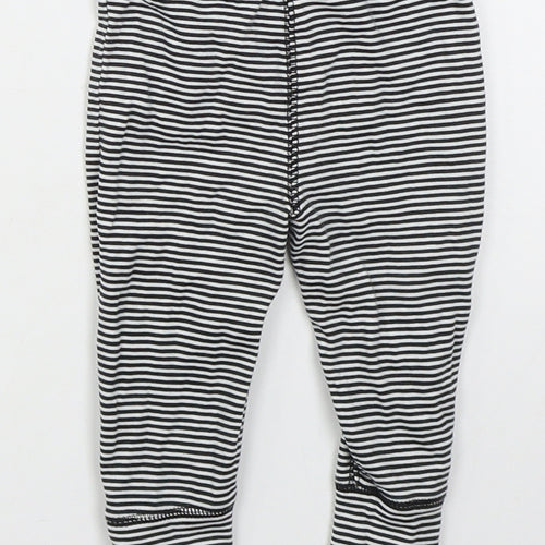 Gerber Girls Black Striped Cotton Capri Leggings Size 6-9 Months