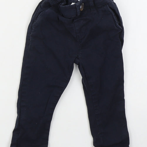 NEXT Boys Blue  Cotton Capri Trousers Size 6-9 Months  Button