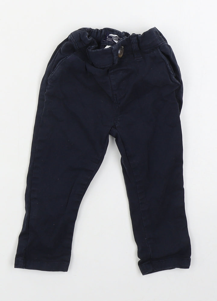 NEXT Boys Blue  Cotton Capri Trousers Size 6-9 Months  Button