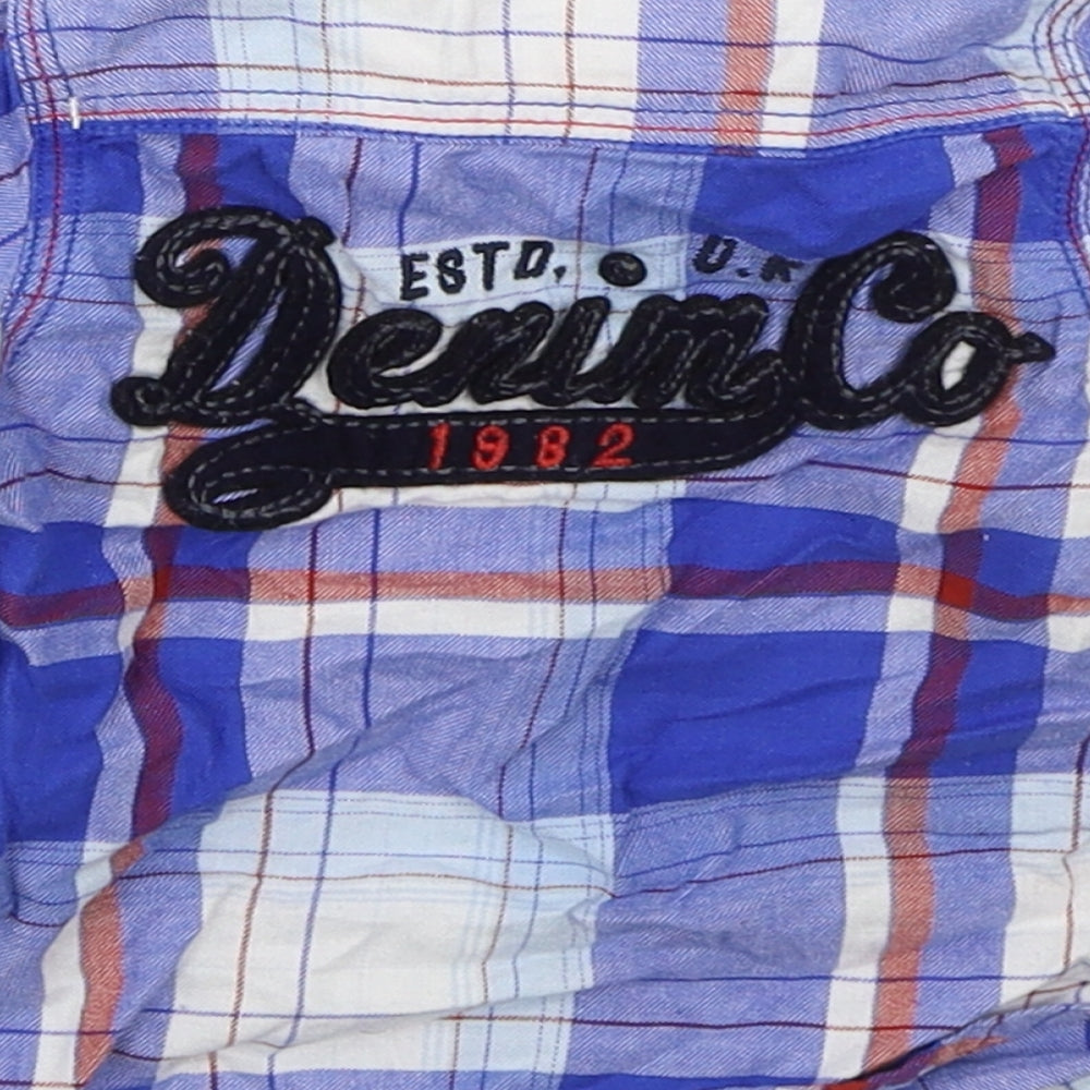 NEXT Boys Blue Check Cotton Basic Button-Up Size 6-9 Months Collared Buckle - 34 Denim Co