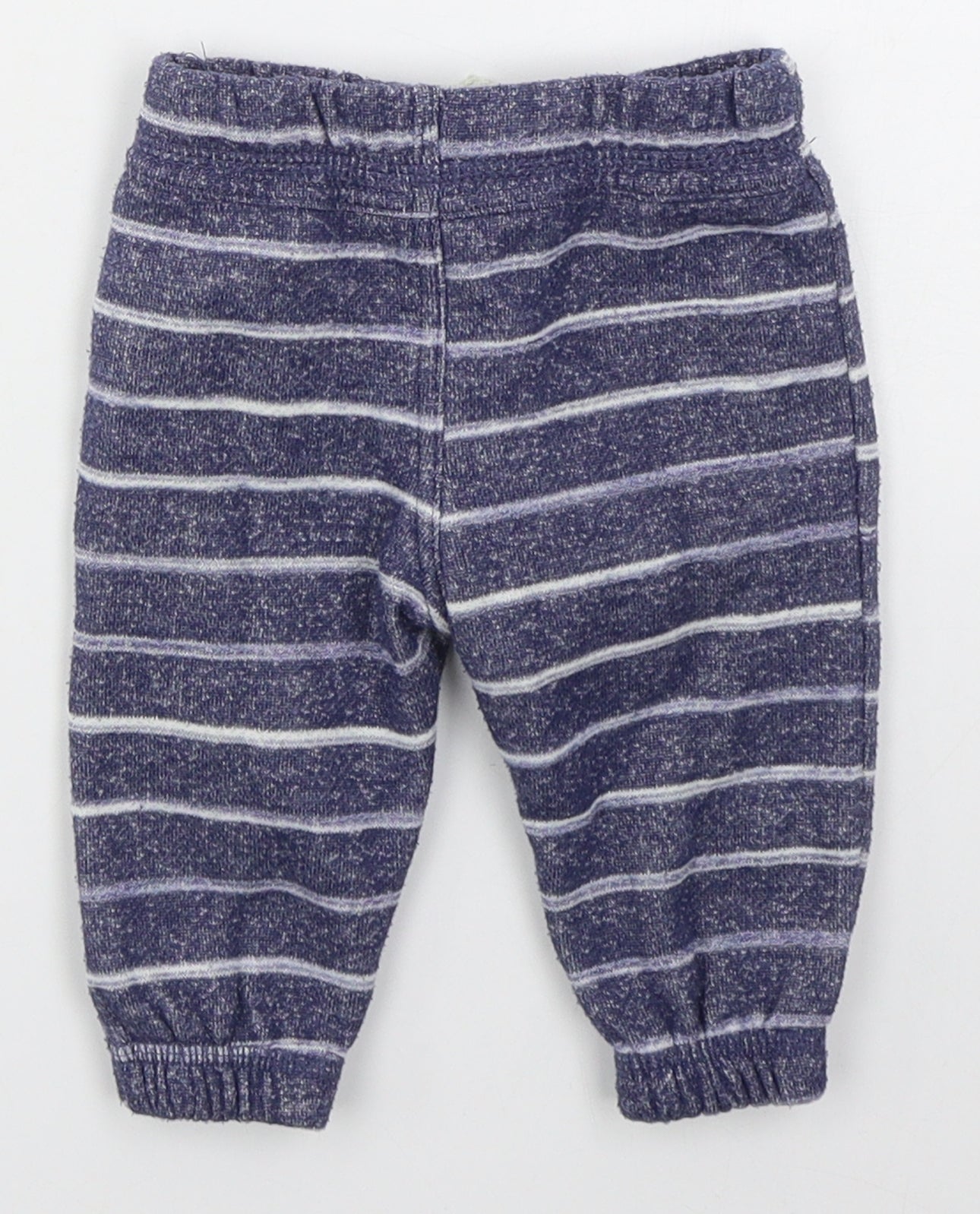 F&F Boys Blue Striped Cotton Sweatpants Trousers Size 6-9 Months  Drawstring