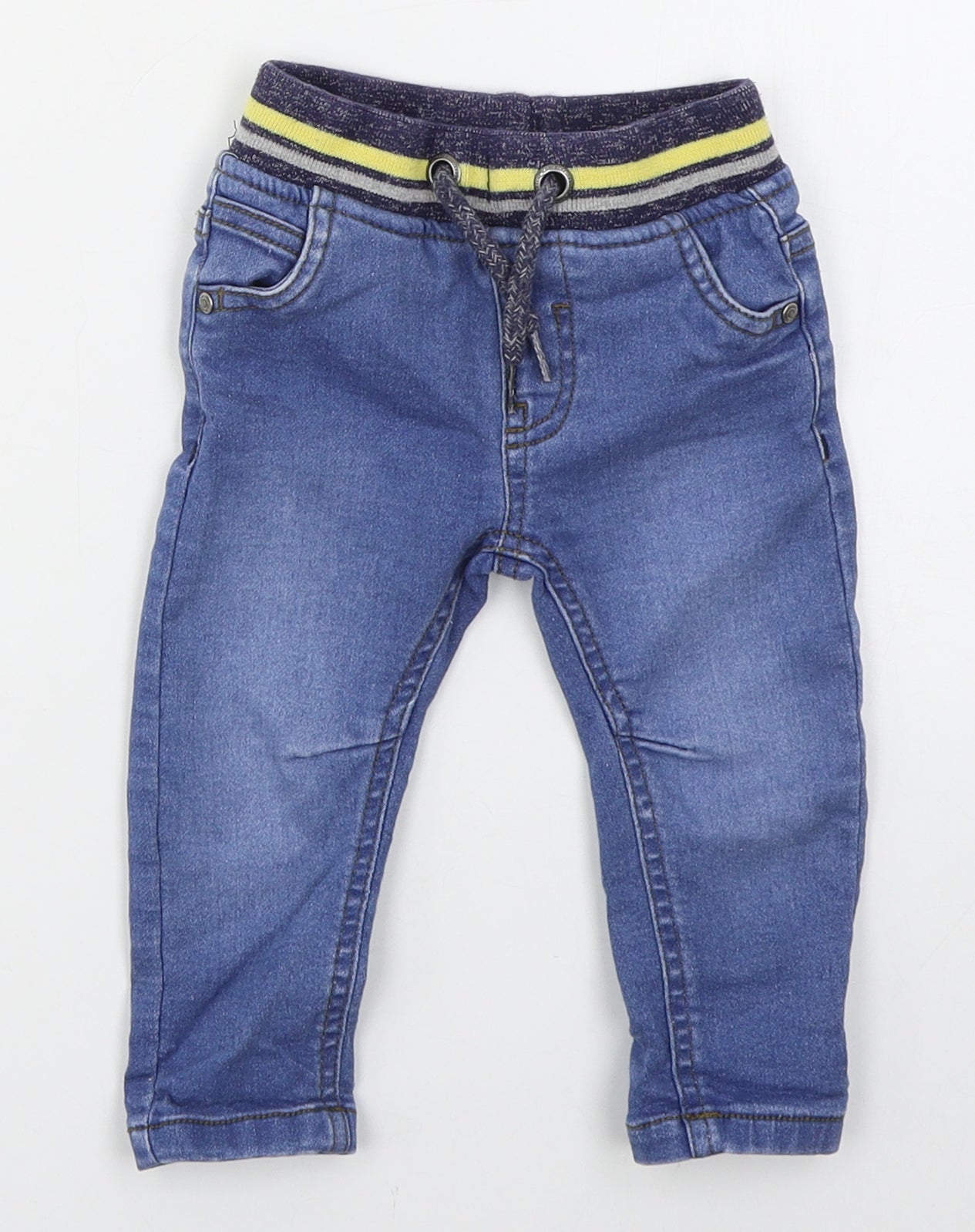 Dunnes Boys Blue  Cotton Capri Jeans Size 6-9 Months  Drawstring