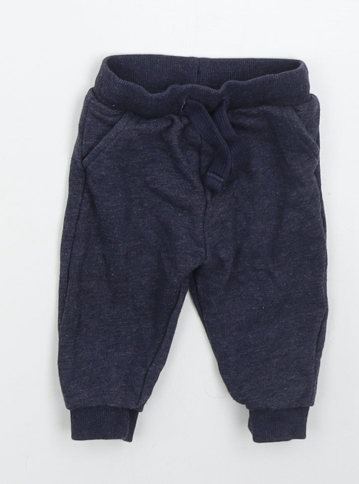 Fred & Flo Boys Blue  Cotton Sweatpants Trousers Size 3-6 Months  Drawstring