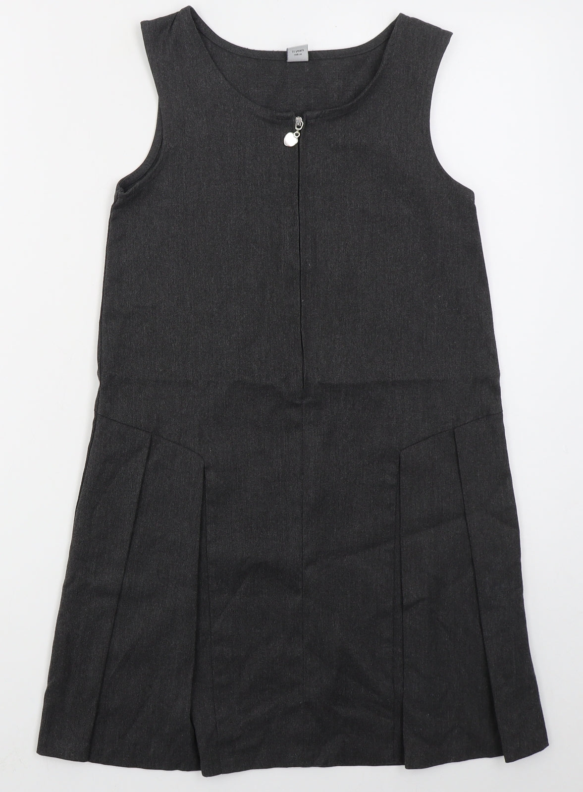 TU Girls Grey  Polyester A-Line  Size 11 Years  Round Neck Zip
