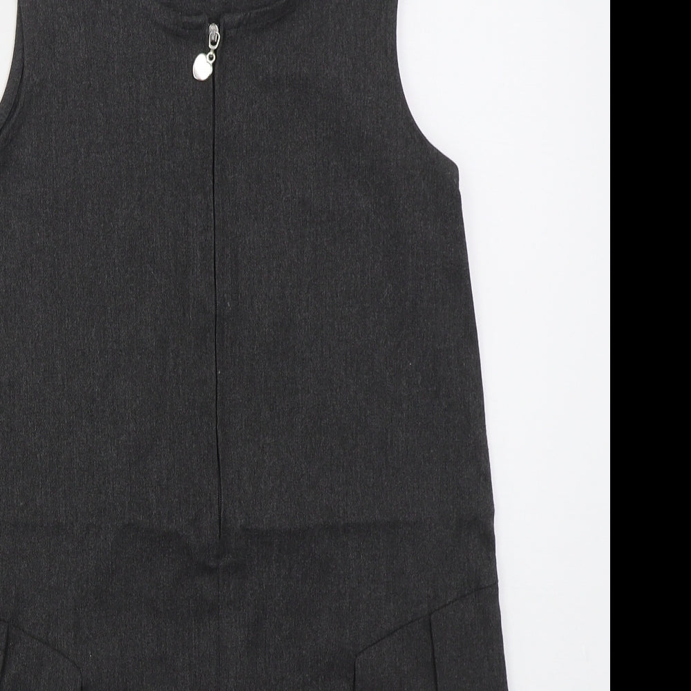 TU Girls Grey  Polyester A-Line  Size 11 Years  Round Neck Zip