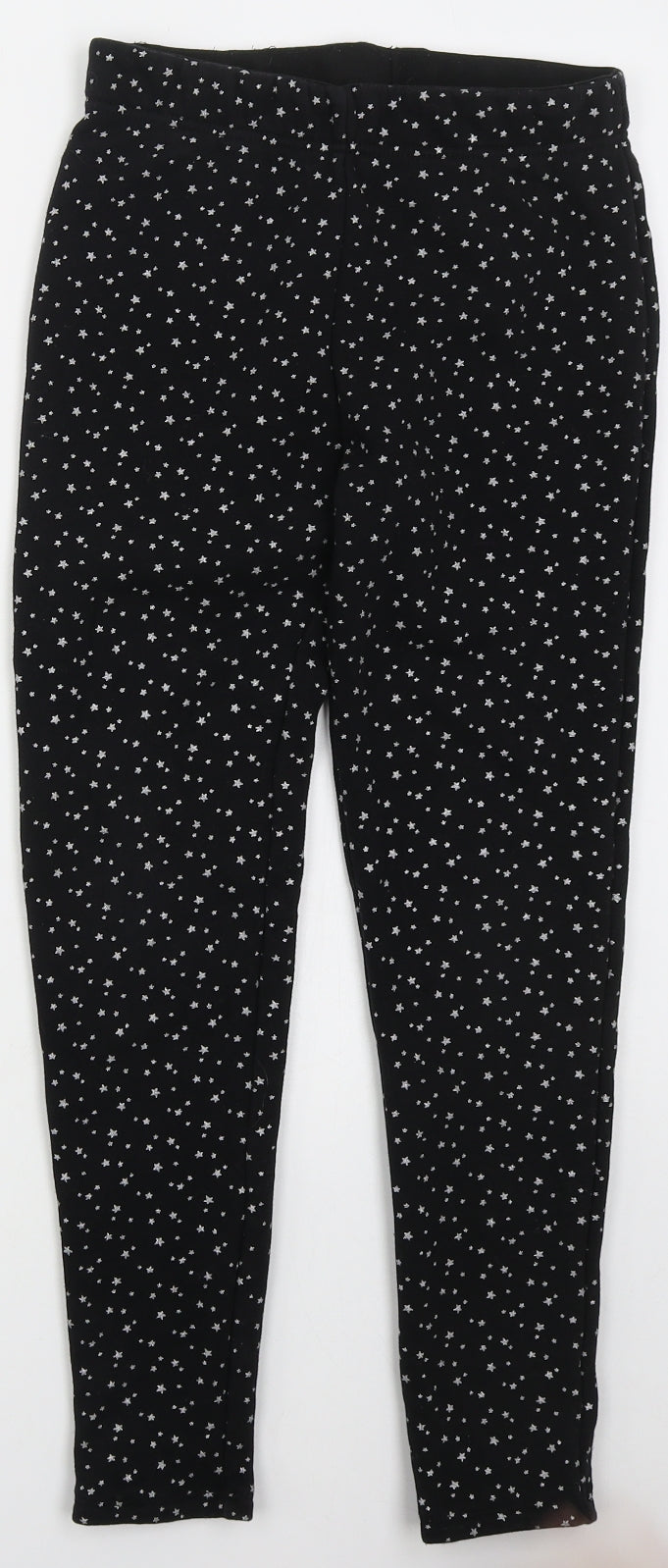 Dunnes Girls Black  Cotton Sweatpants Trousers Size 11 Years  Regular  - Stars
