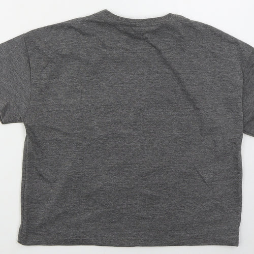 Tesco Girls Grey  Polyester Cropped T-Shirt Size 10-11 Years Crew Neck Pullover - NASA