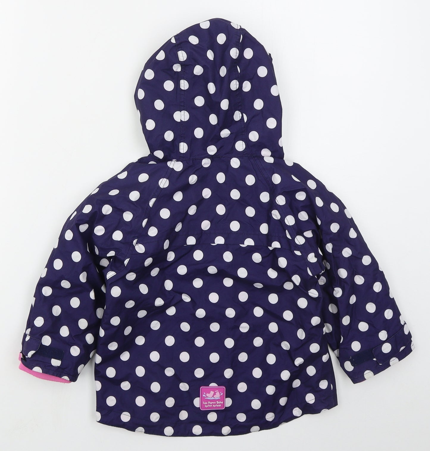JoJo Maman Bébé Girls Black Polka Dot  Basic Coat Coat Size 3-4 Years  Zip