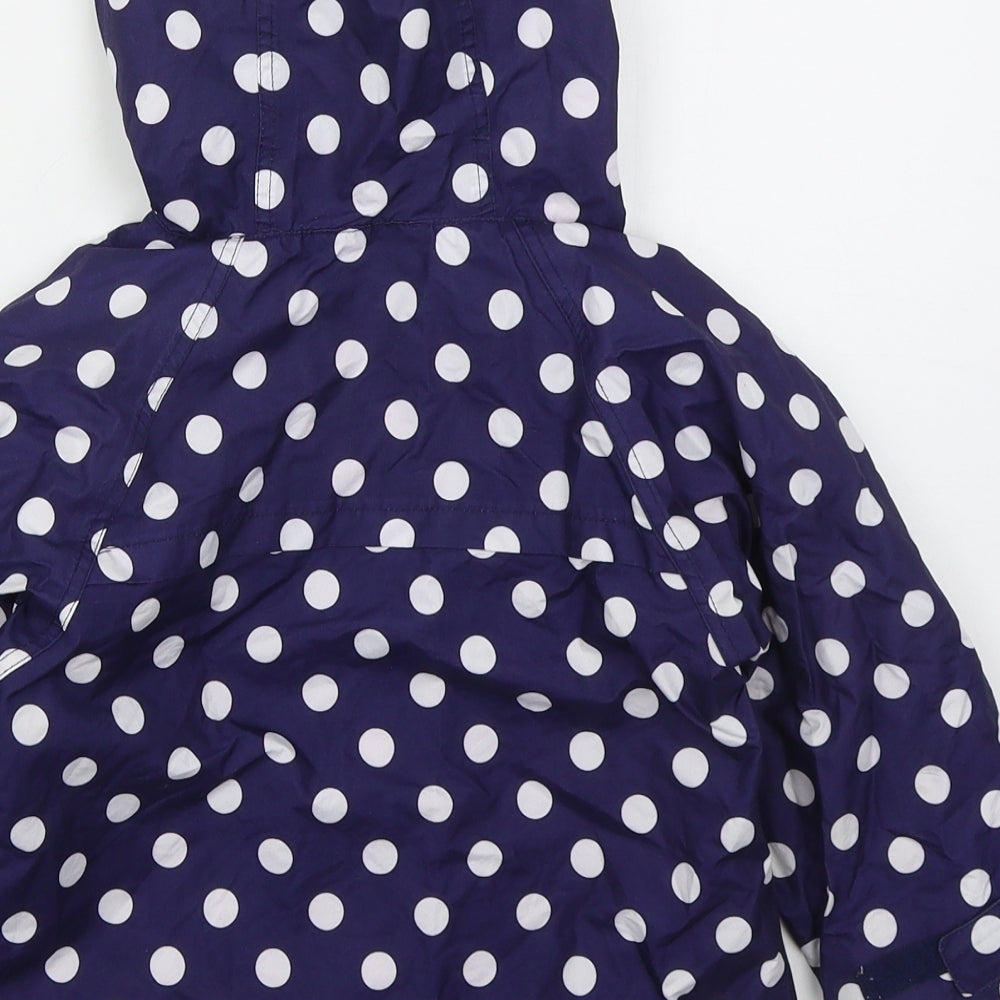 JoJo Maman Bébé Girls Black Polka Dot  Basic Coat Coat Size 3-4 Years  Zip