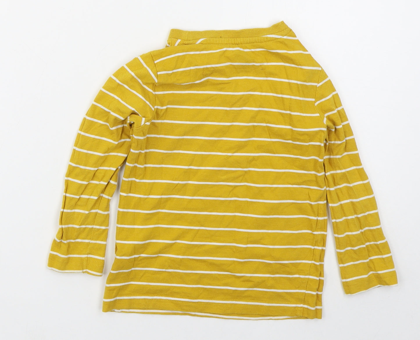 F&F Boys Yellow Striped Cotton Basic T-Shirt Size 4-5 Years Crew Neck Pullover